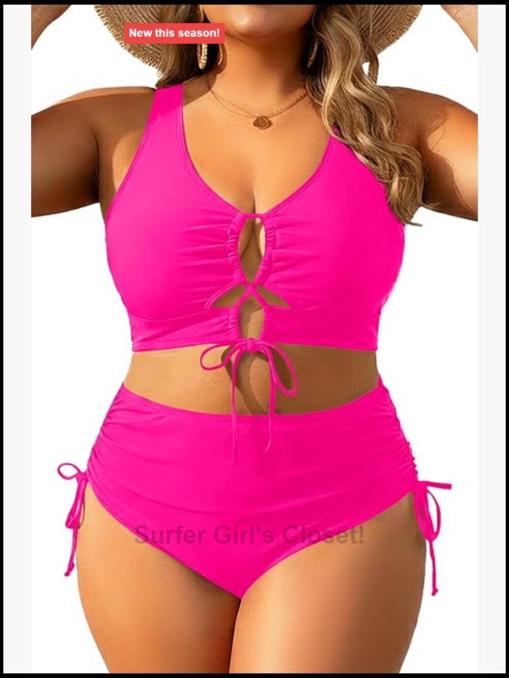 Plus Size Two Piece Bikini Set Tummy Control High Waist Swimwear